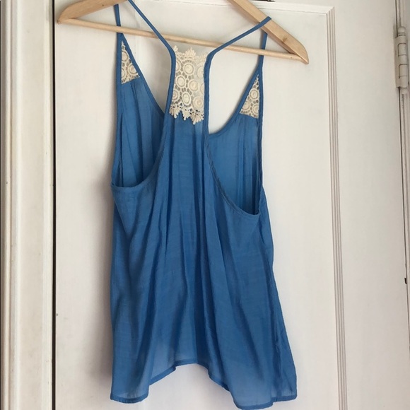 Light blue crochet detail tank top, large - Picture 3 of 5